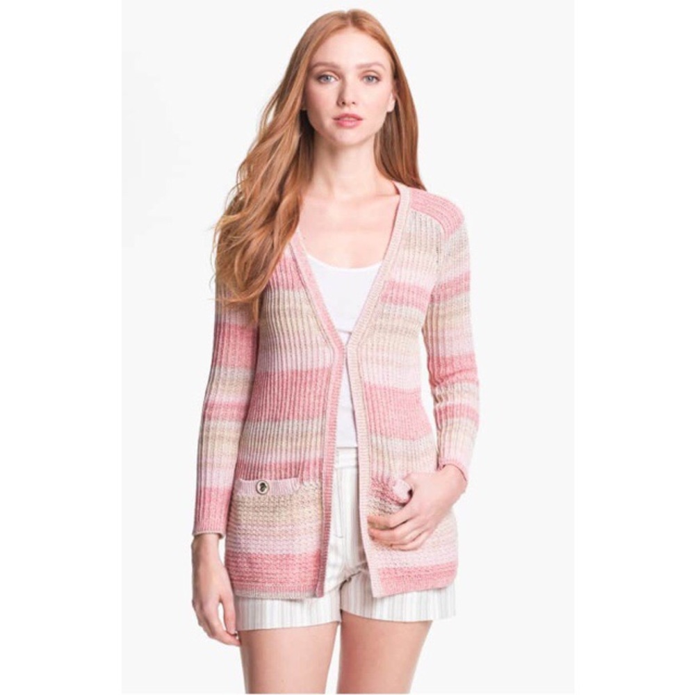 TORY BURCH Erin Pink Multicolor Stripe Cardigan